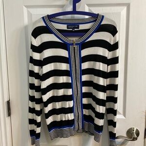 Jones New York Signature Striped Full Zip Sweater Cardigan Women’s Size Small